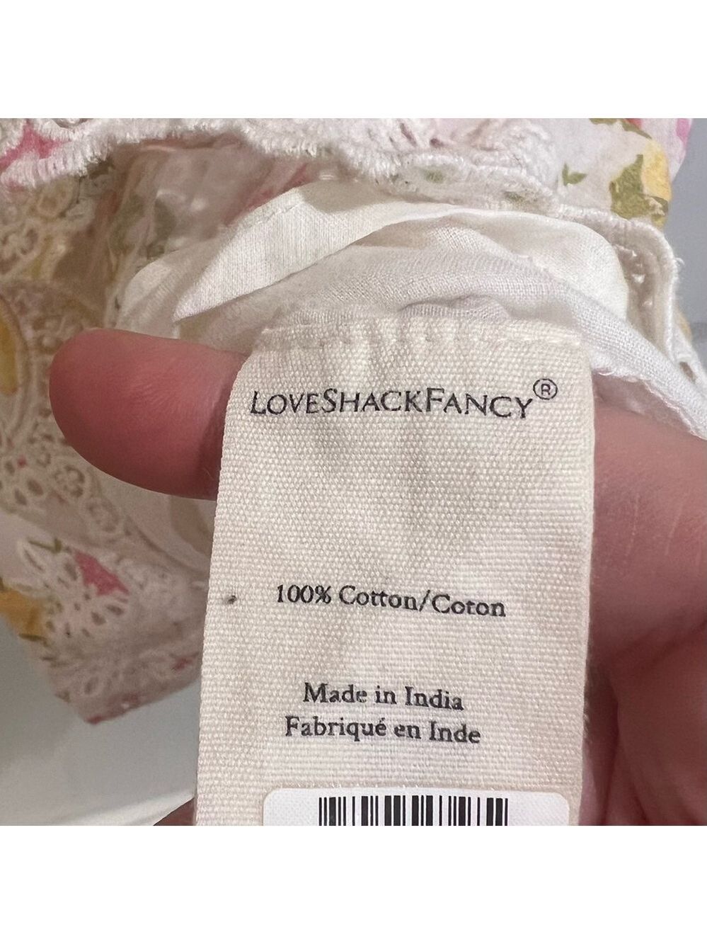 LoveShackFancy Belen Floral Eyelet Mini Dress | Size 8 Pink Yellow Floral - Picture 8 of 9